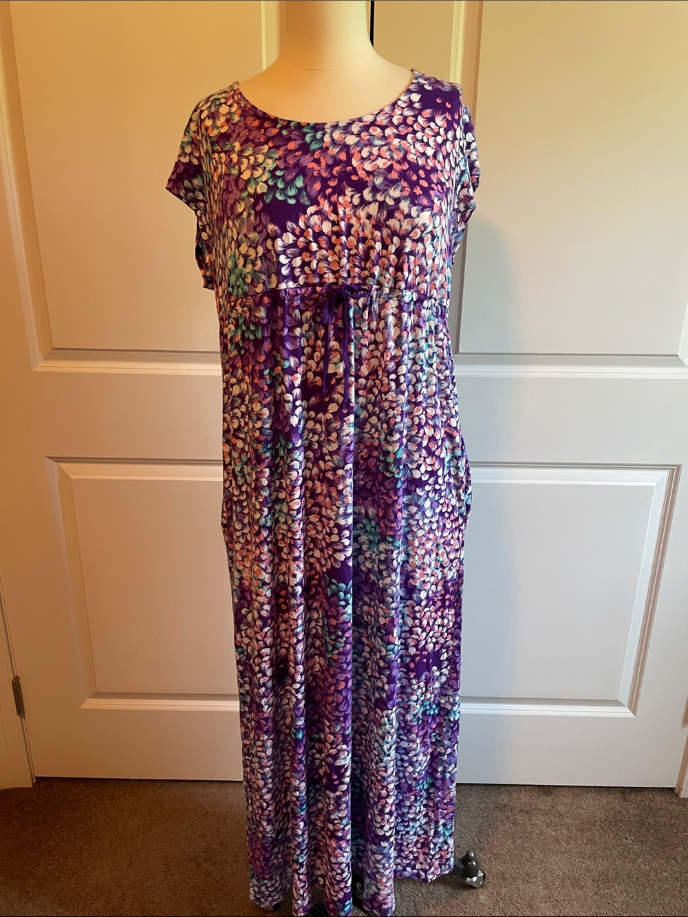 Carole Hochman Purple Floral Maxi Loungewear/Sleep Dress Size Medium